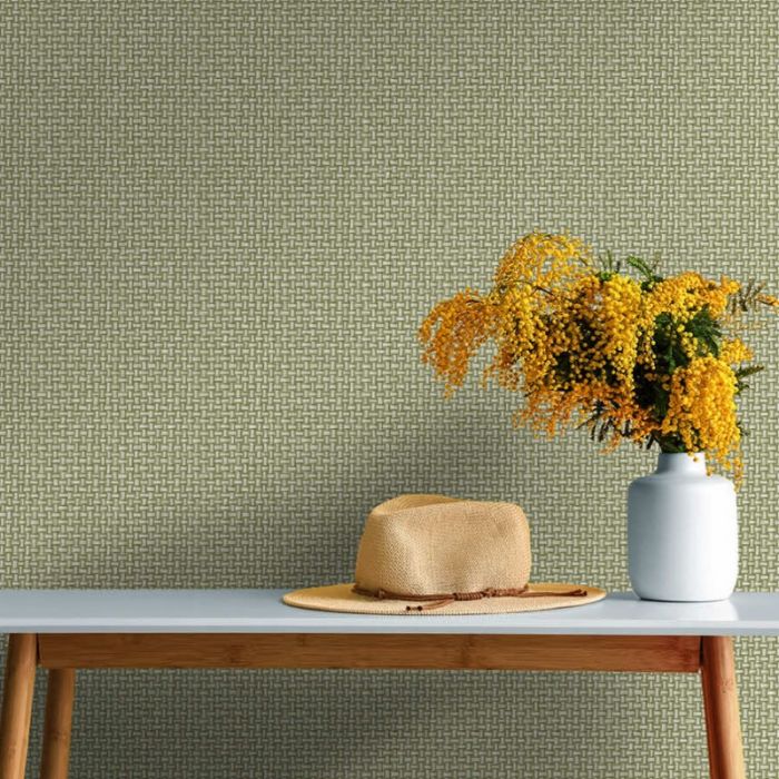 Biderbost Woven Effect Wallpaper - Green