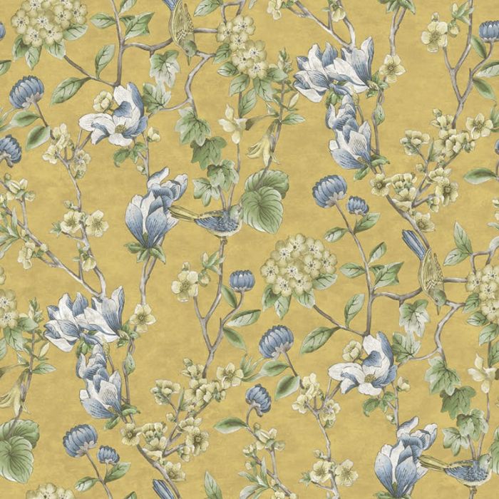 Nightingale Floral Trail Wallpaper - Ochre