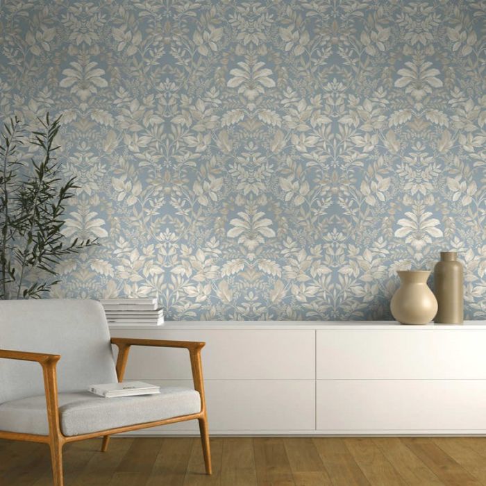 Tavira Leaf Wallpaper - Blue