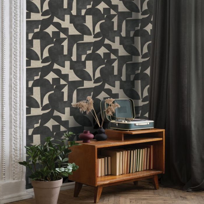 Linnet Geometric Wallpaper - Cream & Charcoal