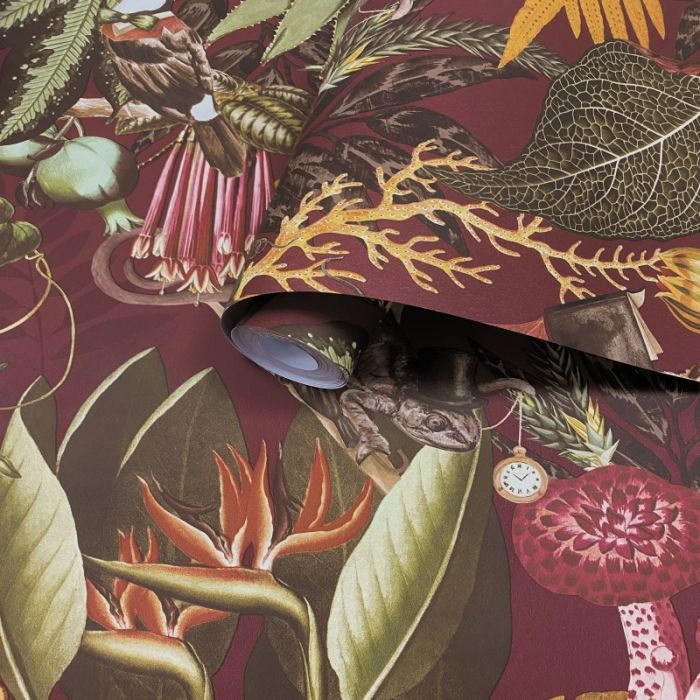 Reverie Tropical Wallpaper - Burgundy 