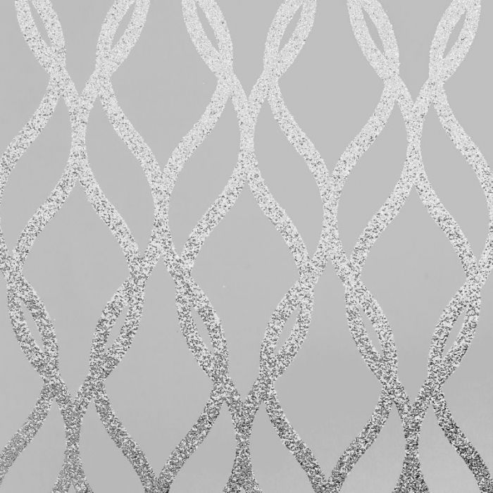 Sequin Trellis Geometric Printed Wallpaper Grey/Silver