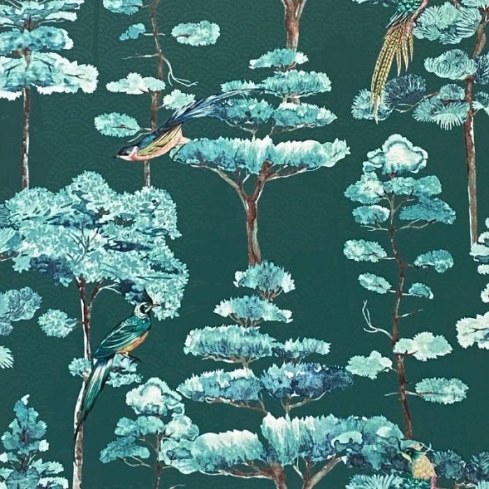 Oriental Oasis Emerald Green Wallpaper 