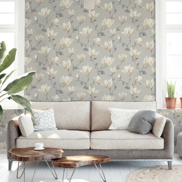 Watercolour Lily Wallpaper Natural