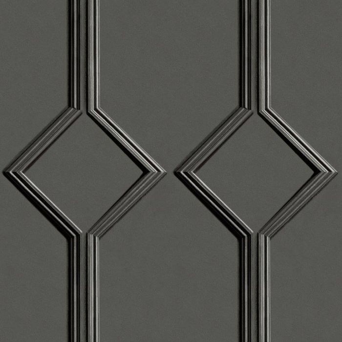 Azzurra Geometric Wood Panel Effect Charcoal Black Wallpaper 