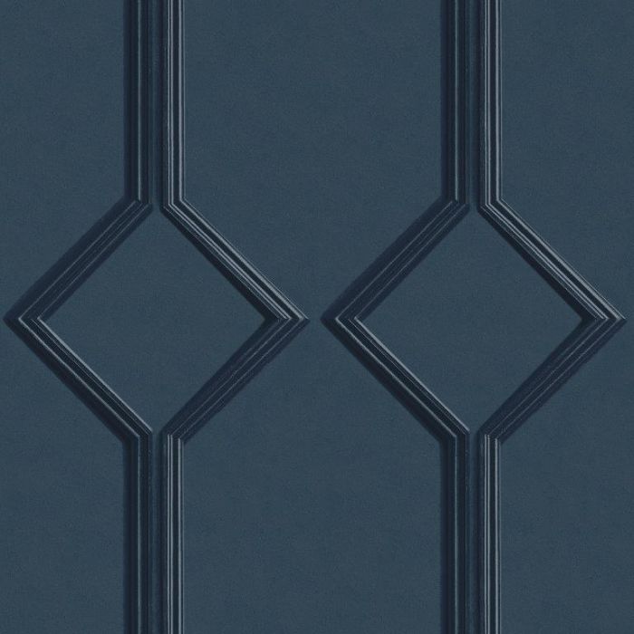 Azzurra Geometric Wood Panel Effect Wallpaper Navy