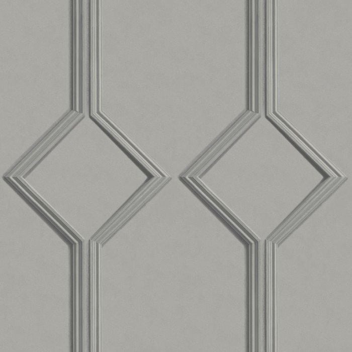 Azzurra Geometric Wood Panel Effect Wallpaper Grey