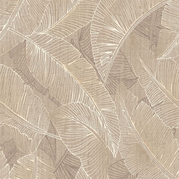 Anaya Textured Leaf Taupe Wallpaper
