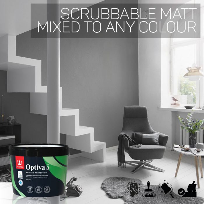 Tikkurila Optiva 5 Scrubbable Matt for Walls & Ceilings - Colour Match