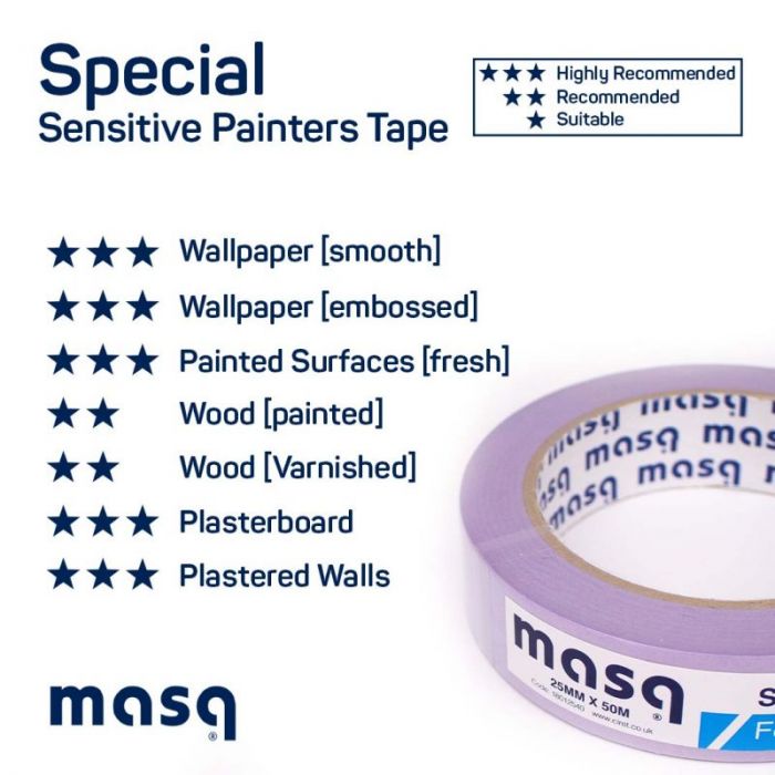 Masq Sensitive Painters Tape - 50m | Decorating Centre Online