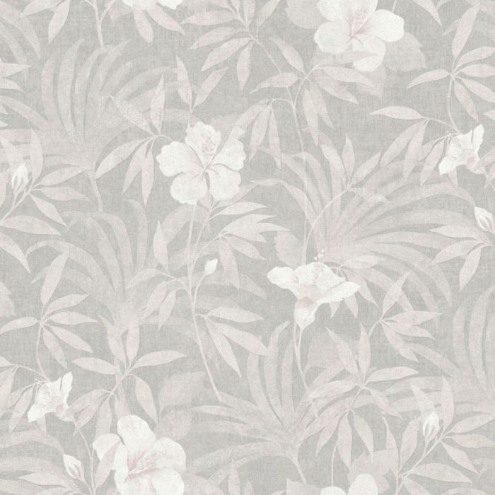 Cuba Floral Trail Wallpaper Warm Grey