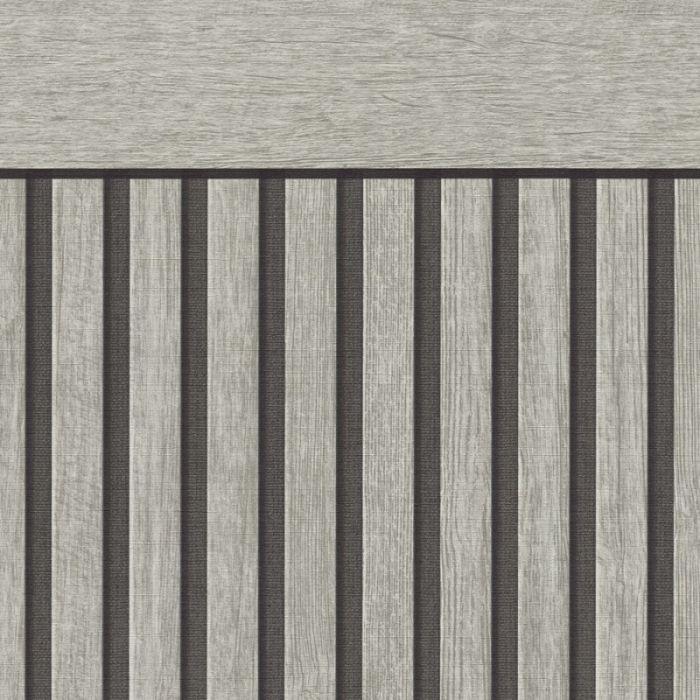 Scandi Wood Slat Black & Grey Wallpaper - Half Wall Panel