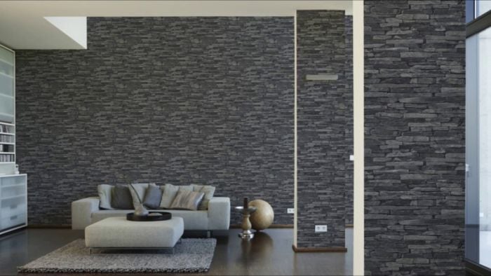 Slate Faux Brick Wallpaper Grey 