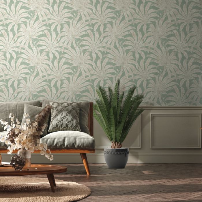 Tropical Palm Leaf Wallpaper - Green
