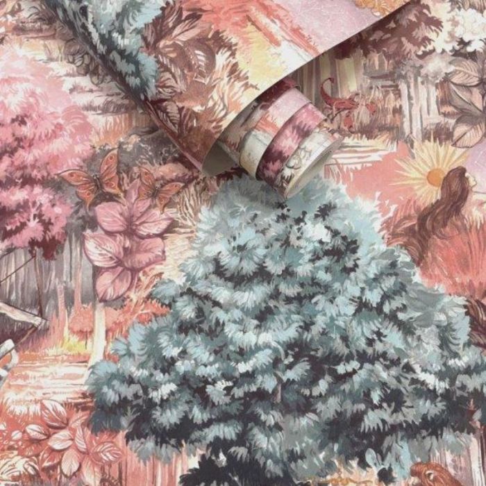 Astrology Woodland Wallpaper Pink