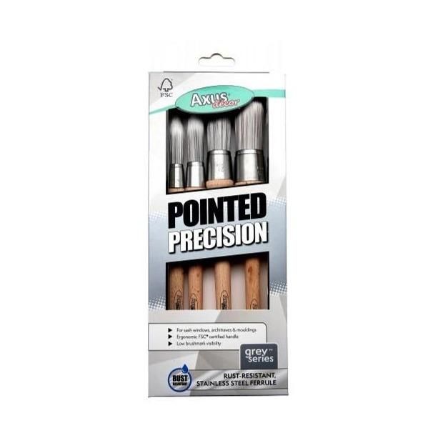 Axus Grey Series Pointed Precision Brush Set - 4 Pack