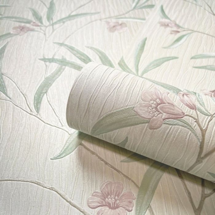 Tiffany Floral White/Sage Heather Wallpaper