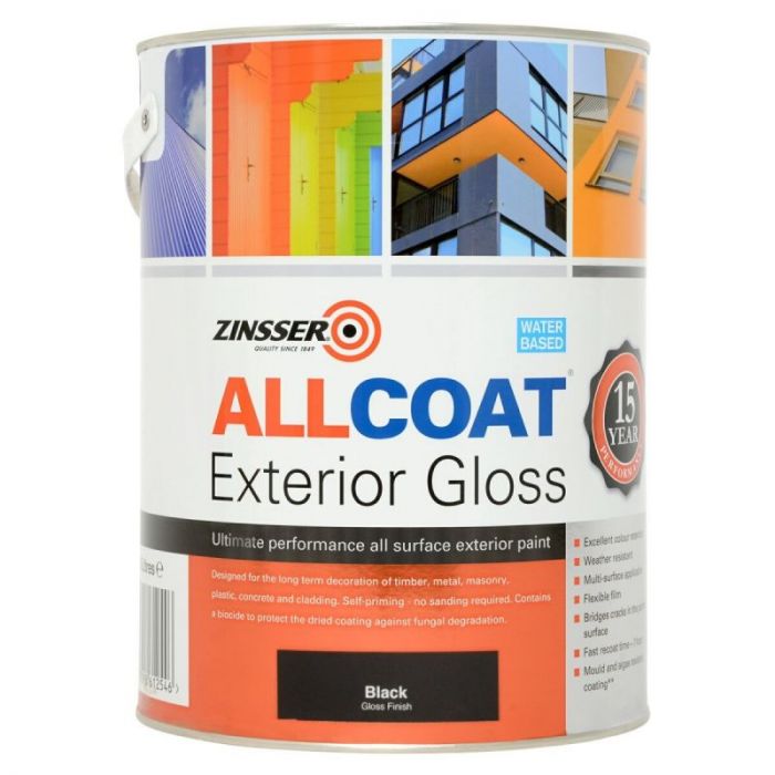 Zinsser AllCoat Interior & Exterior Gloss Paint- Black