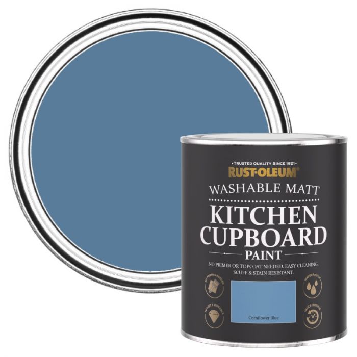 Rust-Oleum Matt Kitchen Cupboard Paint - Cornflower Blue 750ml