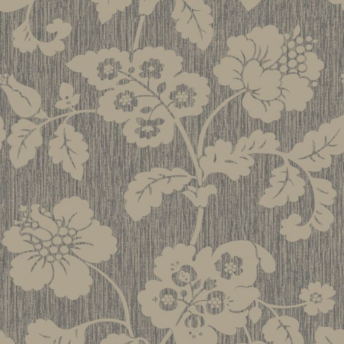Chambray Trail Floral Leaf Charcoal Wallpaper