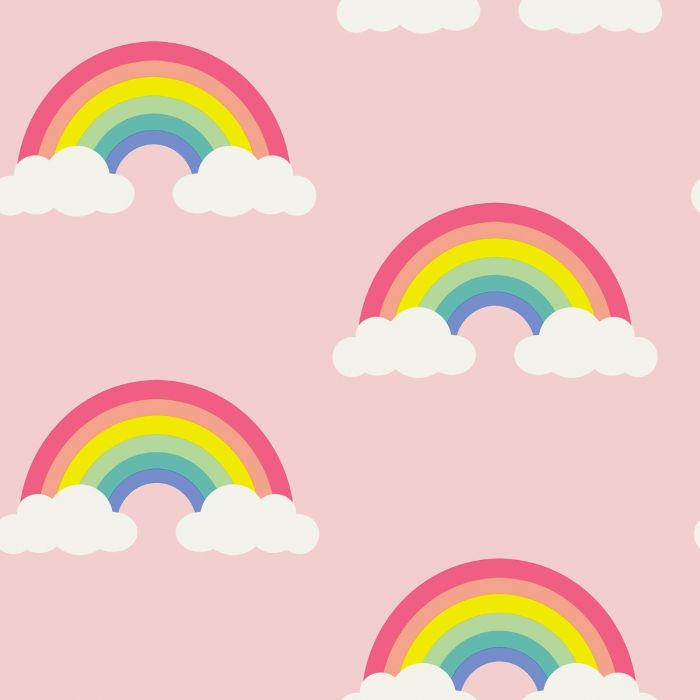 Children's Rainbow Wallpaper Pink