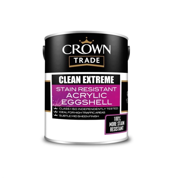 Crown Trade Clean Extreme Stain Resistant Acrylic Eggshell - White
