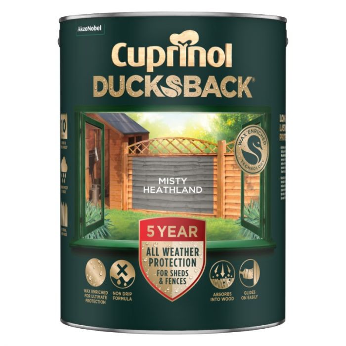 Cuprinol 5 Year Ducksback Fence & Shed Treatment - Misty Heathland