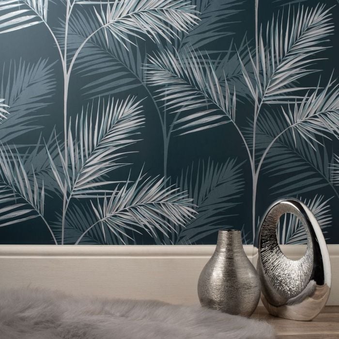 South Beach Exotic Palm Leaf Wallpaper Fine Decor Decorating Centre Online