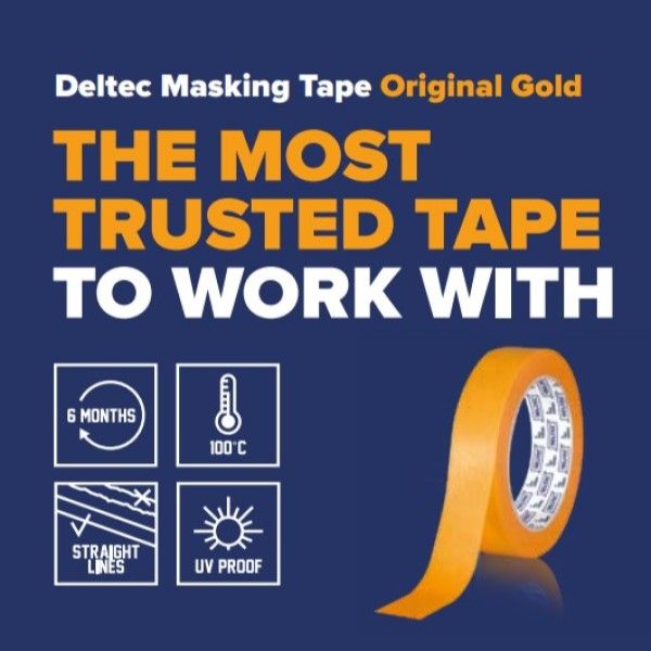 Deltec Decorating Low Tac Masking Tape Gold 36mm x 50m - Box of 24