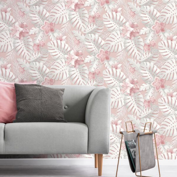 Dimensions Tropical 3D Wallpaper Pink