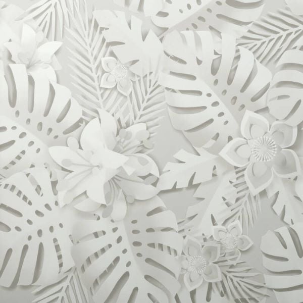 Dimensions Tropical 3D Wallpaper White