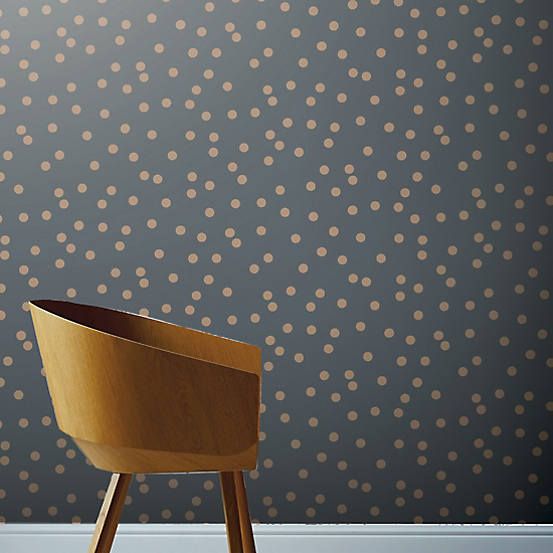 Dotty Metallic Spots Wallpaper Charcoal & Rose Gold