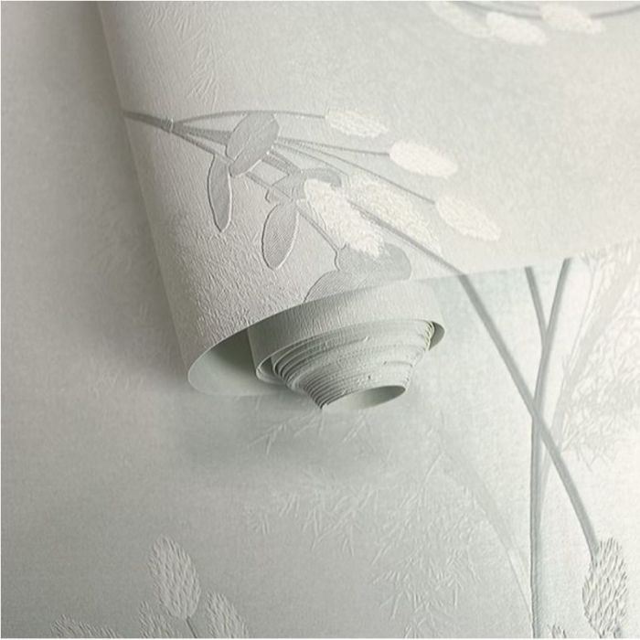 Amarante Bunny Tails and Pampas Heavy Weight Vinyl Wallpaper Dove