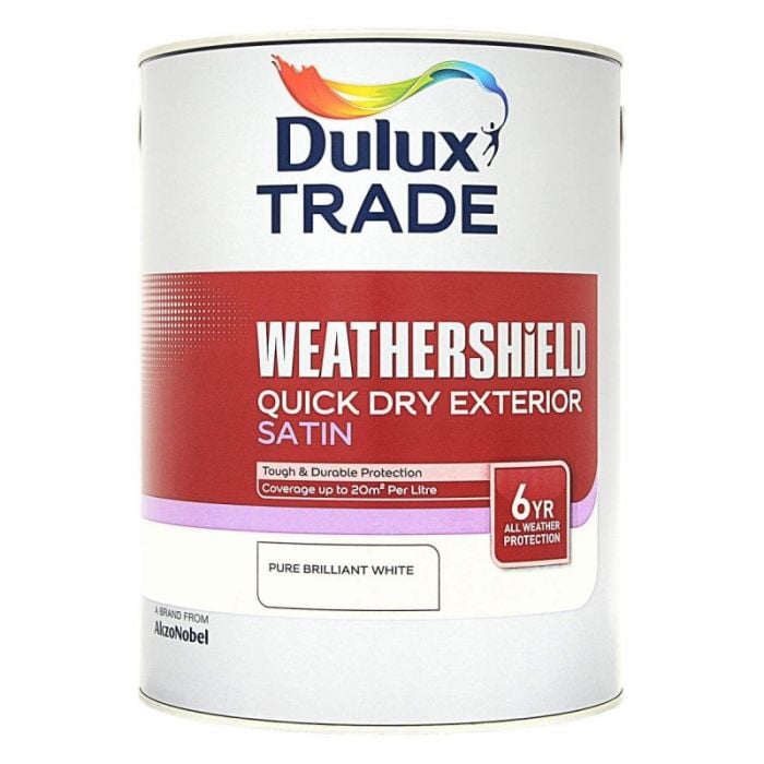 Dulux Trade Weathershield Quick Dry Exterior Satin - Pure Brilliant White