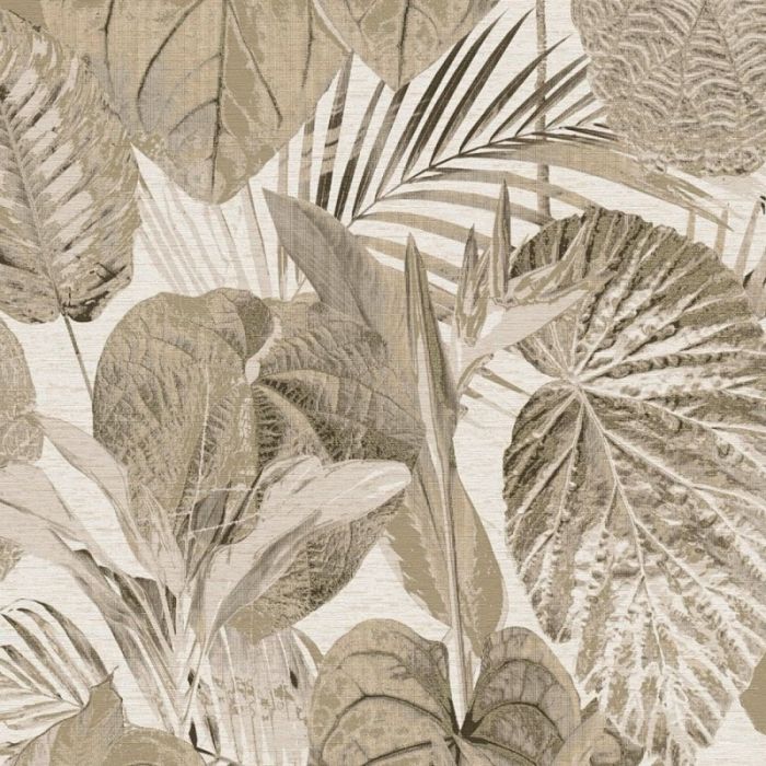 Grand Palm Tropical Leaf Wallpaper - Taupe