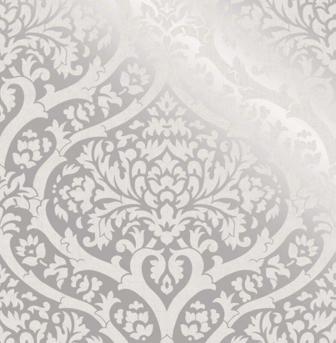 Sandringham Damask Pattern Wallpaper Silver