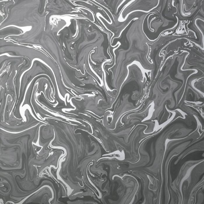 Distinctive Metallic Liquid Marble Black Wallpaper 