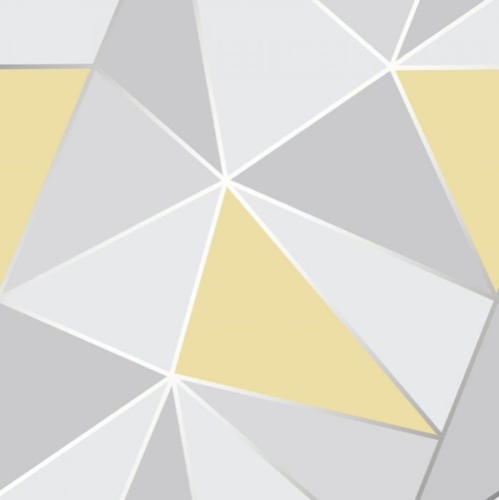 Apex Geo Metallic Wallpaper Mustard & Grey | Fine Decor Wallpaper |  Decorating Centre Online