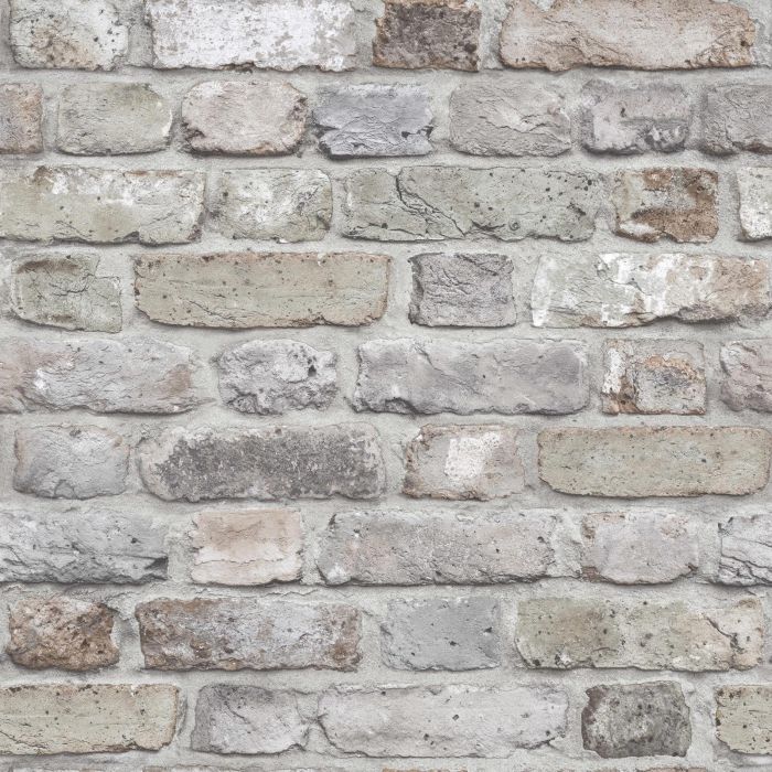 Facade Brick Effect Wallpaper Grey