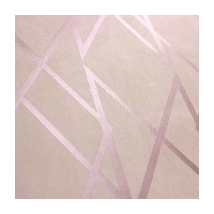 Gemini Lattice Metallic Blush Pink & Rose Gold Wallpaper