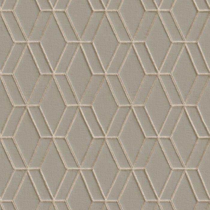 Stitched Wall Geometric Wallpaper Soft Grey and Champagne