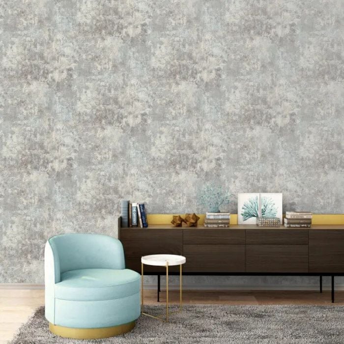 Grandeco Plaster Effect Wallpaper Light Grey