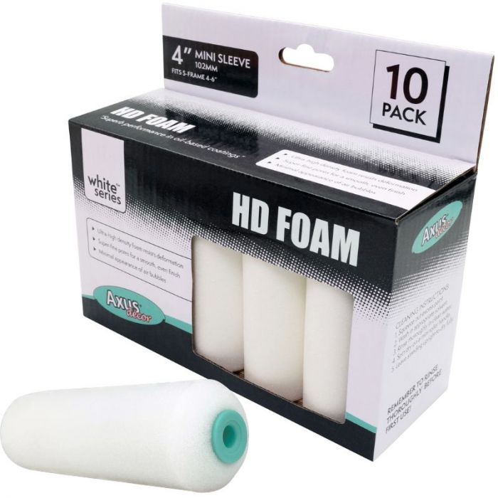 Axus HD Foam White Series Mini Rollers - Pack of 10