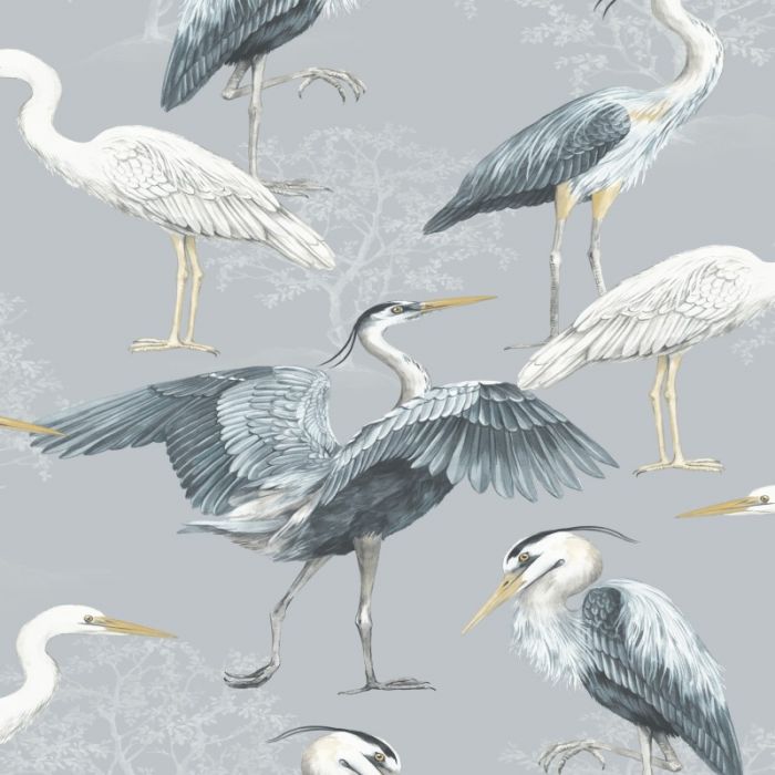 Heron Bird Oriental Wallpaper
