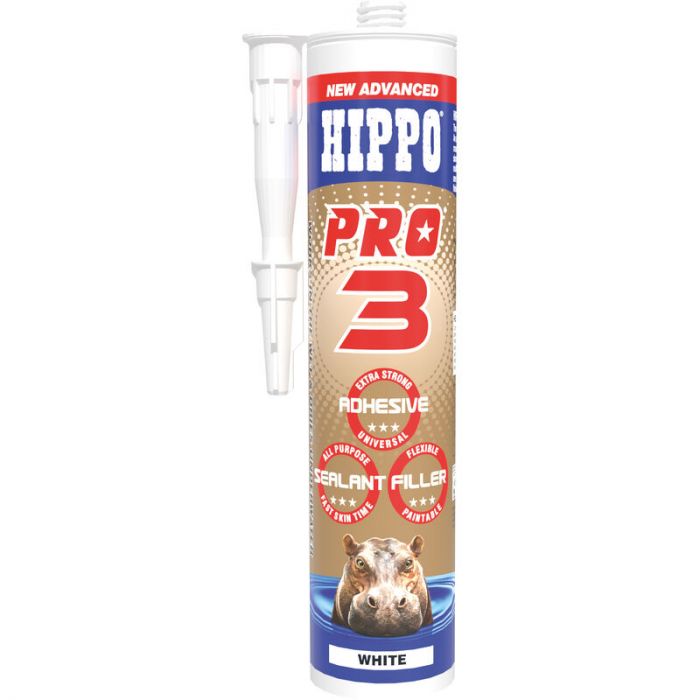 Hippo Pro 3 Adhesive Sealant Filler - White 290ml