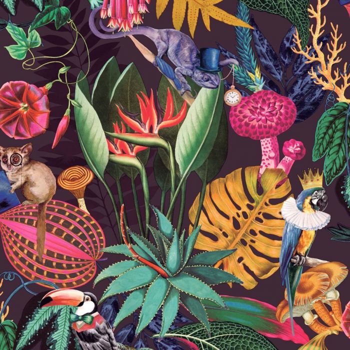 Wonderland Jungle Wallpaper Plum