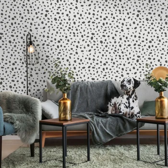 Dalmatian Spot Print Black and White Wallpaper
