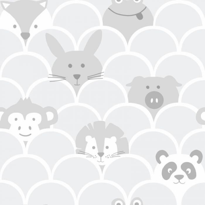 Peek a Boo Children's Wallpaper - Grey