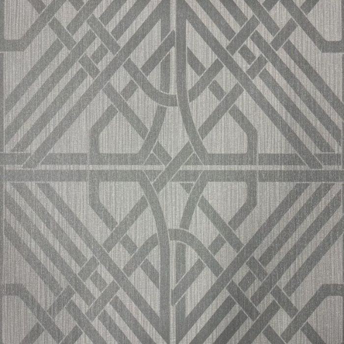 Oria Geometric Printed Glitter Wallpaper - Light Silver