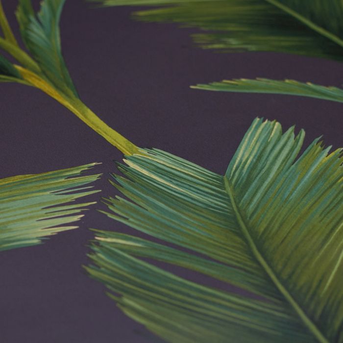 Kailani Palm Leaf Charcoal and Green Wallpaper